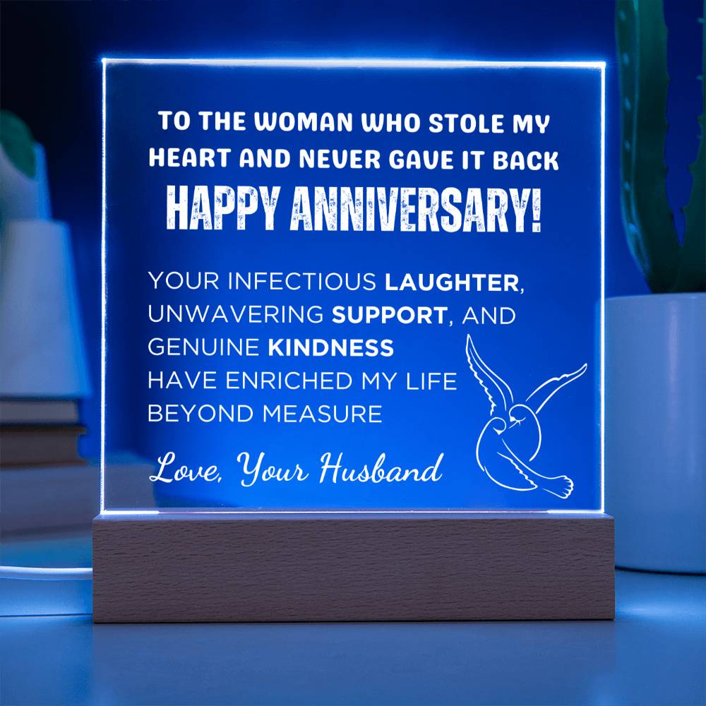 Gift for Wife, Premium Acrylic Keepsake with Built-in LED Lights - Stole My Heart