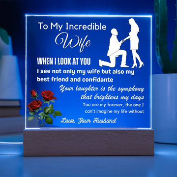 Gift for Wife, Premium Acrylic Keepsake with Built-in LED Lights - When I Look at You