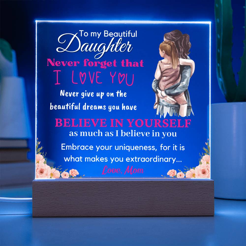 Gift for Daughter, Premium Acrylic Keepsake with Built-in LED Lights