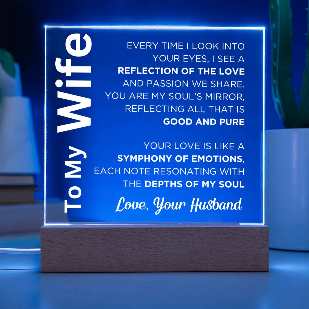 Gift for Wife, Premium Acrylic Keepsake with Built-in LED Lights - Reflection of the Love