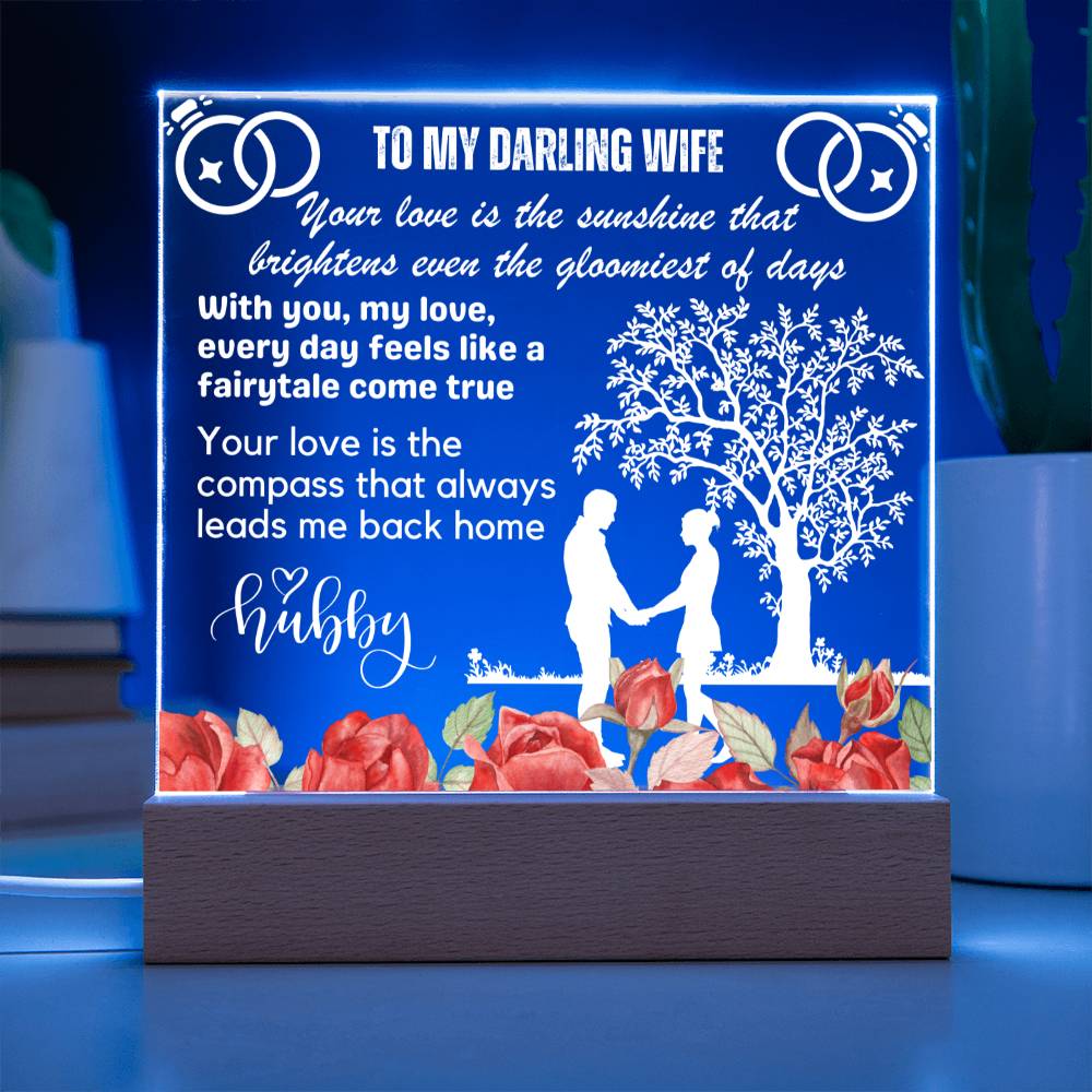 Gift for Wife, Premium Acrylic Keepsake with Built-in LED Lights - Your Love is the