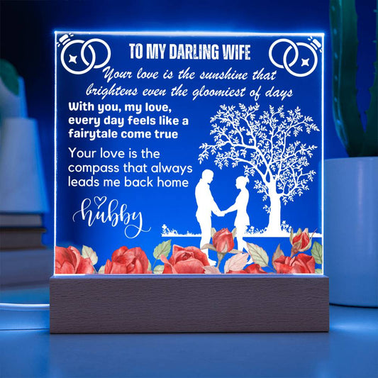 Gift for Wife, Premium Acrylic Keepsake with Built-in LED Lights - Your Love is the