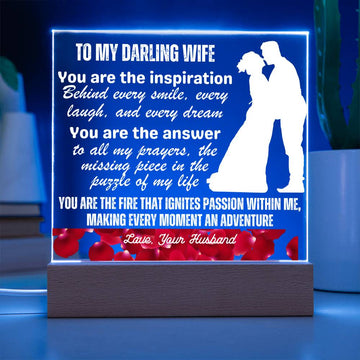 Gift for Wife, Premium Acrylic Keepsake with Built-in LED Lights - You Are The Inspiration
