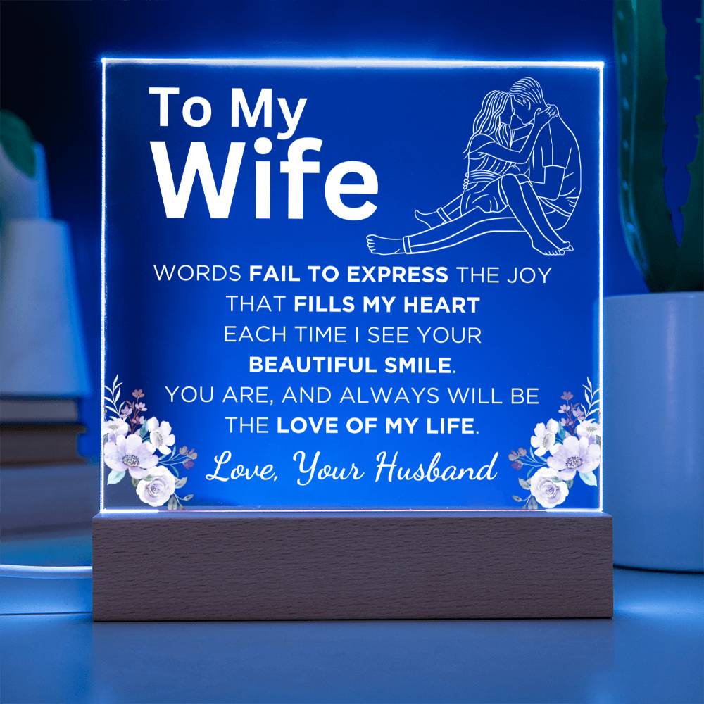 Gift for Wife, Premium Acrylic Keepsake with Built-in LED Lights - Words Fail To Express