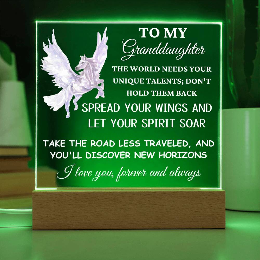 Unicorn Gift for Granddaughter, Premium Acrylic Keepsake with Built-in LED Lights