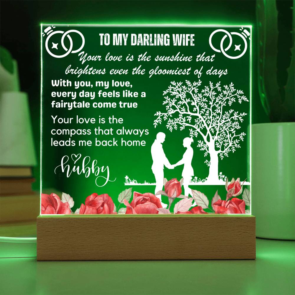 Gift for Wife, Premium Acrylic Keepsake with Built-in LED Lights - Your Love is the