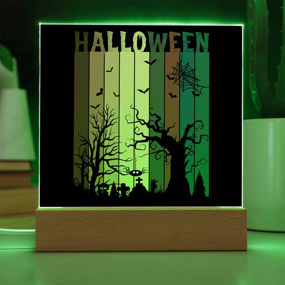 Halloween Home Décor Gift, Premium Acrylic Keepsake with Built-in LED Lights