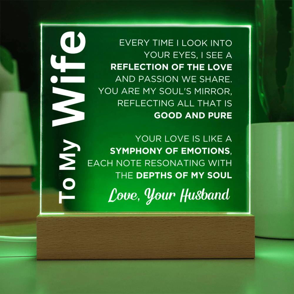 Gift for Wife, Premium Acrylic Keepsake with Built-in LED Lights - Reflection of the Love