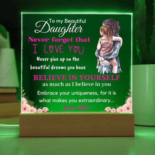 Gift for Daughter, Premium Acrylic Keepsake with Built-in LED Lights