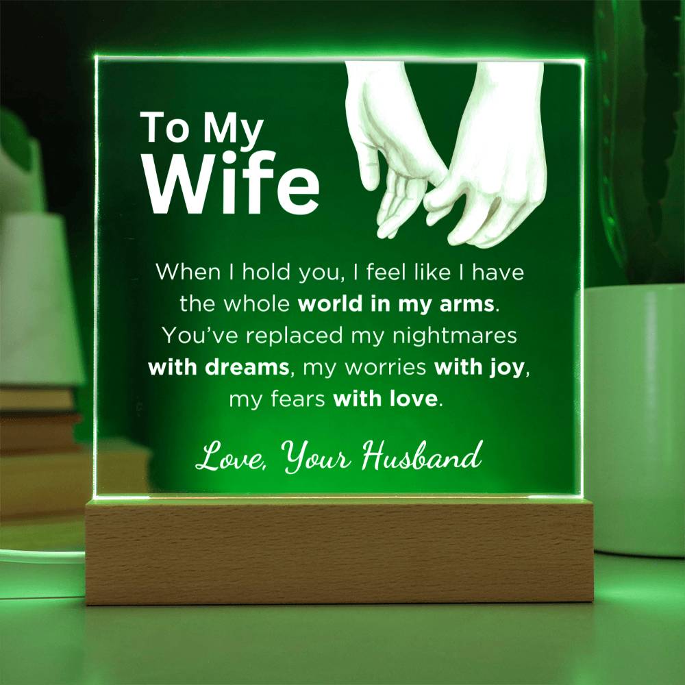 Gift for Wife, Premium Acrylic Keepsake with Built-in LED Lights - When I HOLD You