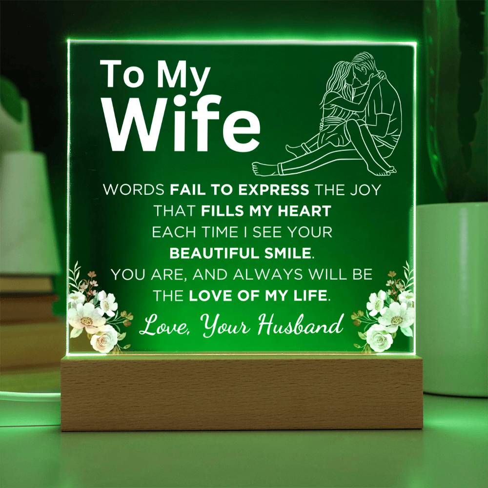 Gift for Wife, Premium Acrylic Keepsake with Built-in LED Lights - Words Fail To Express