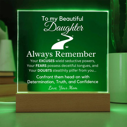 Gift for Granddaughter, Premium Acrylic Keepsake on Wooden Base with Built-in Colorful LED Lights
