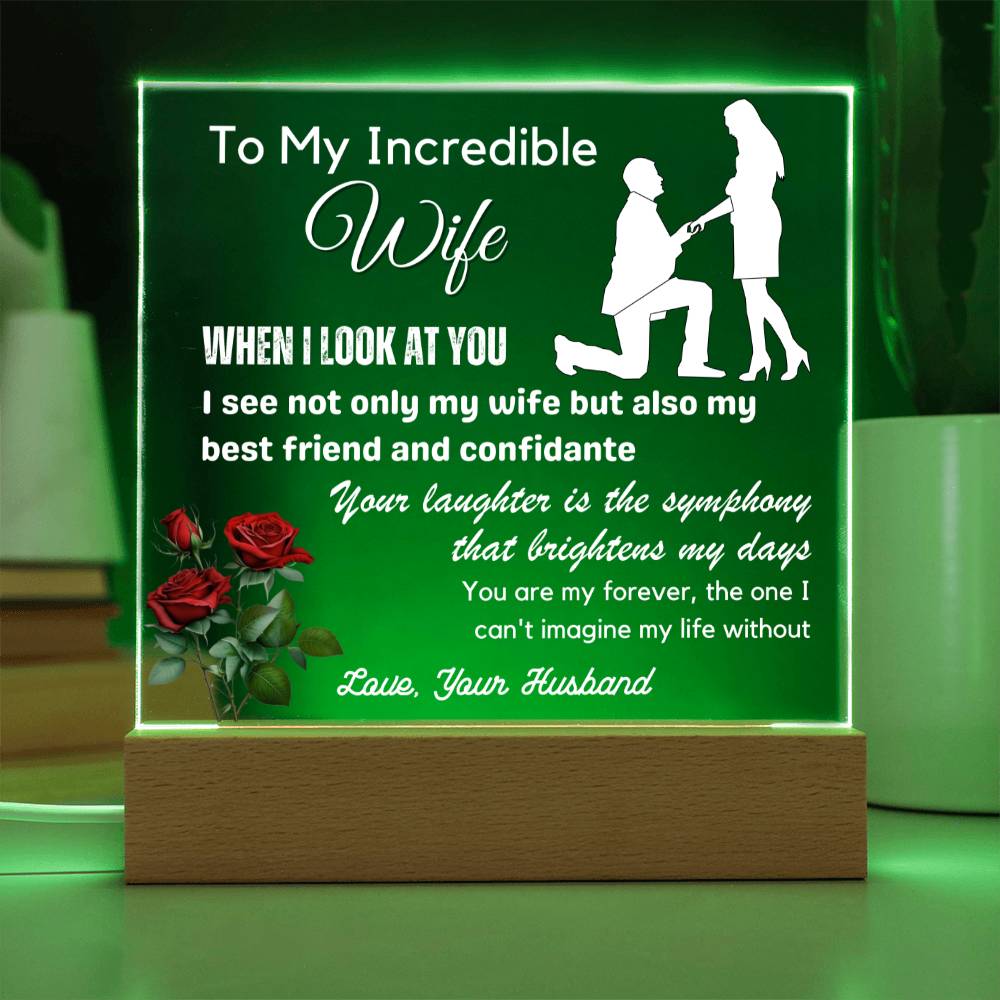 Gift for Wife, Premium Acrylic Keepsake with Built-in LED Lights - When I Look at You
