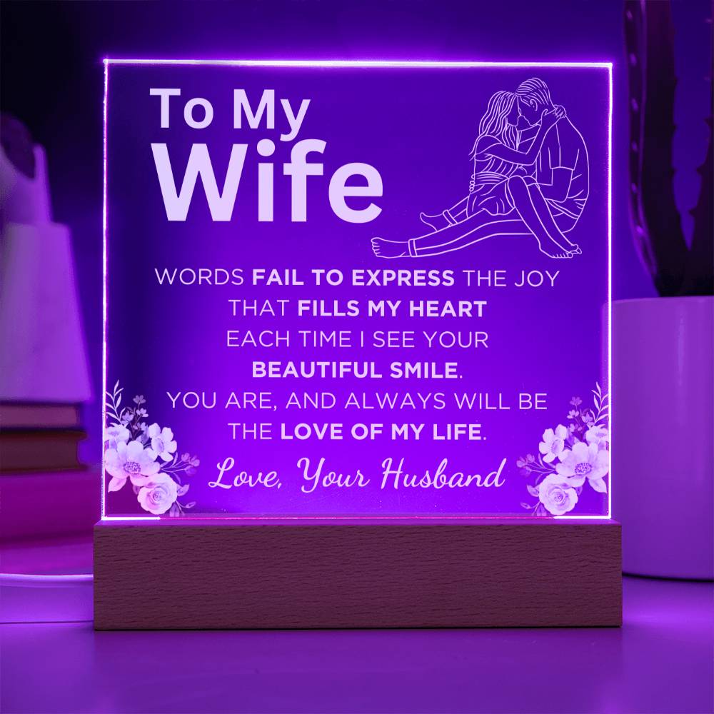 Gift for Wife, Premium Acrylic Keepsake with Built-in LED Lights - Words Fail To Express