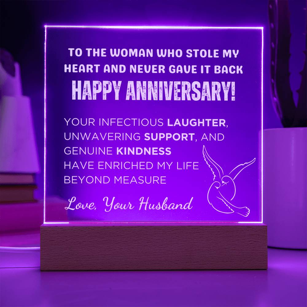 Gift for Wife, Premium Acrylic Keepsake with Built-in LED Lights - Stole My Heart