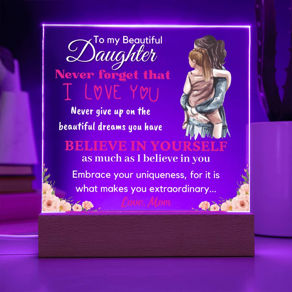 Gift for Daughter, Premium Acrylic Keepsake with Built-in LED Lights