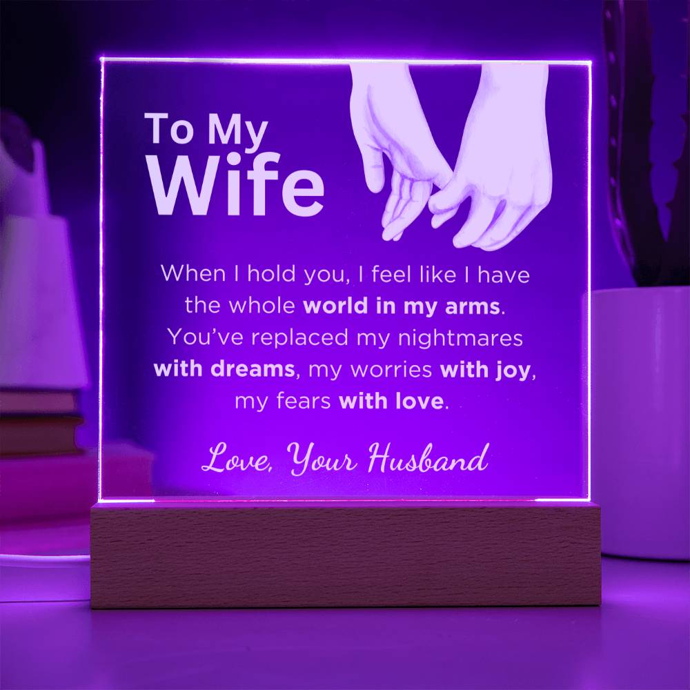 Gift for Wife, Premium Acrylic Keepsake with Built-in LED Lights - When I HOLD You