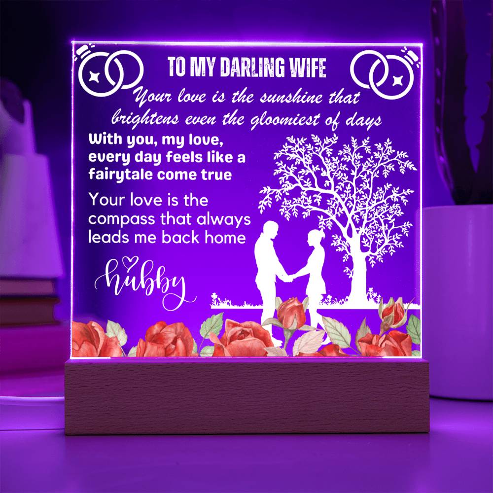 Gift for Wife, Premium Acrylic Keepsake with Built-in LED Lights - Your Love is the