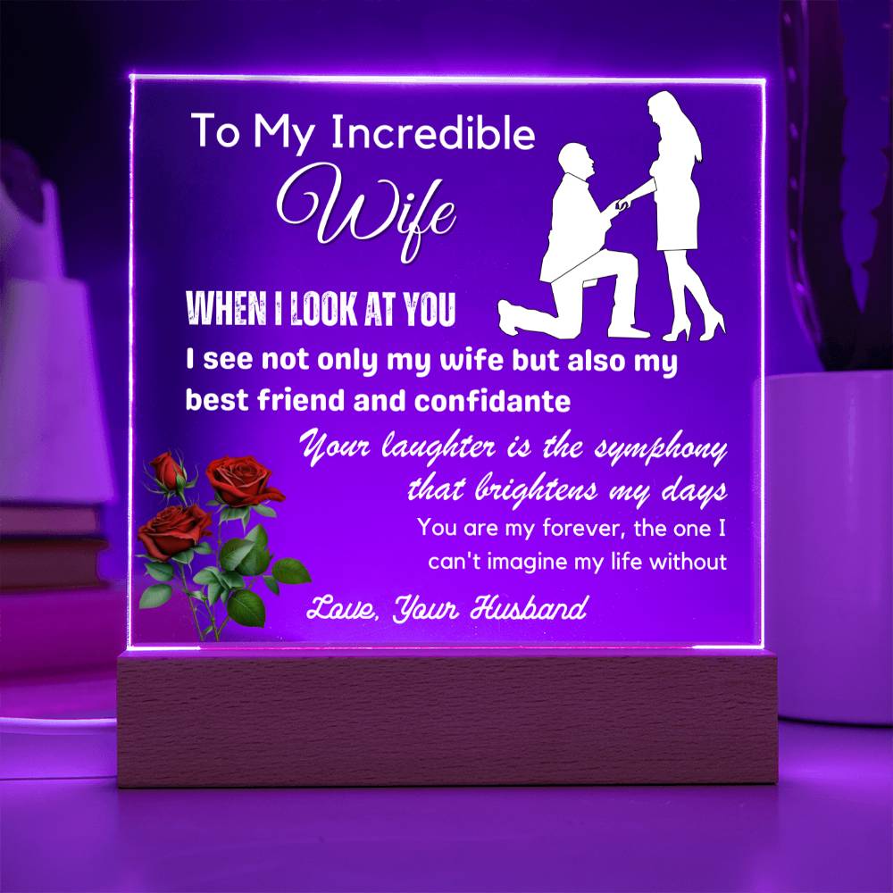 Gift for Wife, Premium Acrylic Keepsake with Built-in LED Lights - When I Look at You