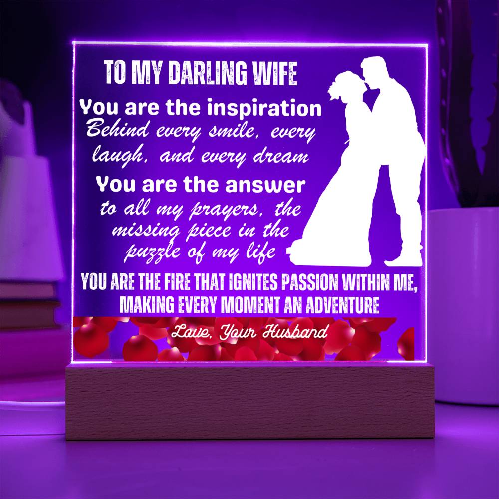 Gift for Wife, Premium Acrylic Keepsake with Built-in LED Lights - You Are The Inspiration