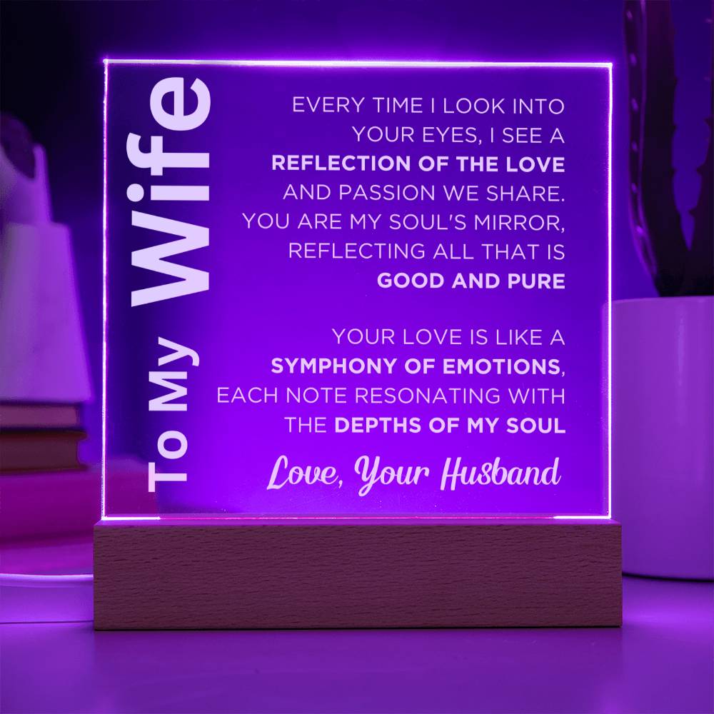 Gift for Wife, Premium Acrylic Keepsake with Built-in LED Lights - Reflection of the Love
