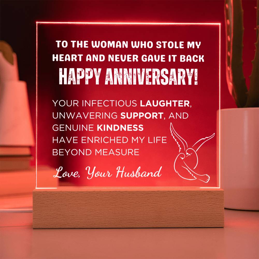 Gift for Wife, Premium Acrylic Keepsake with Built-in LED Lights - Stole My Heart