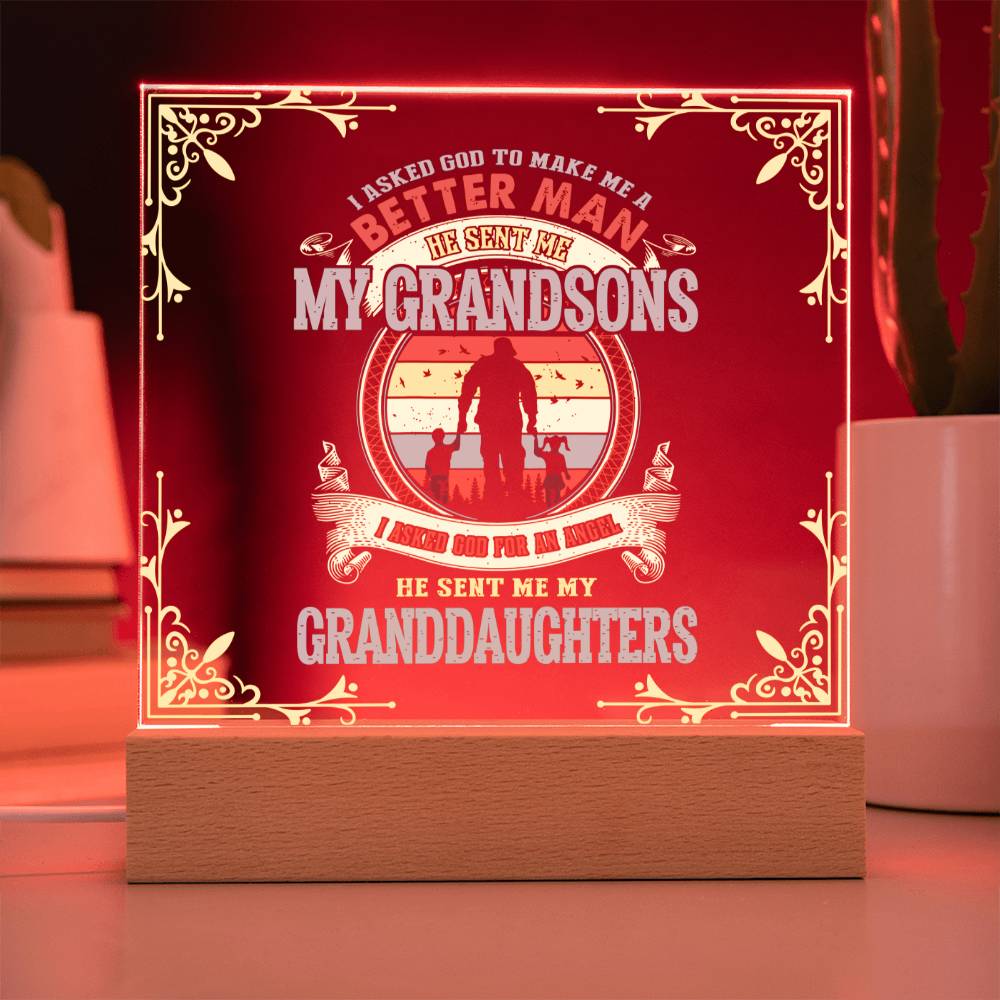 Home Decor Gift, Premium Acrylic Keepsake with Built-in LED Lights - I Asked God