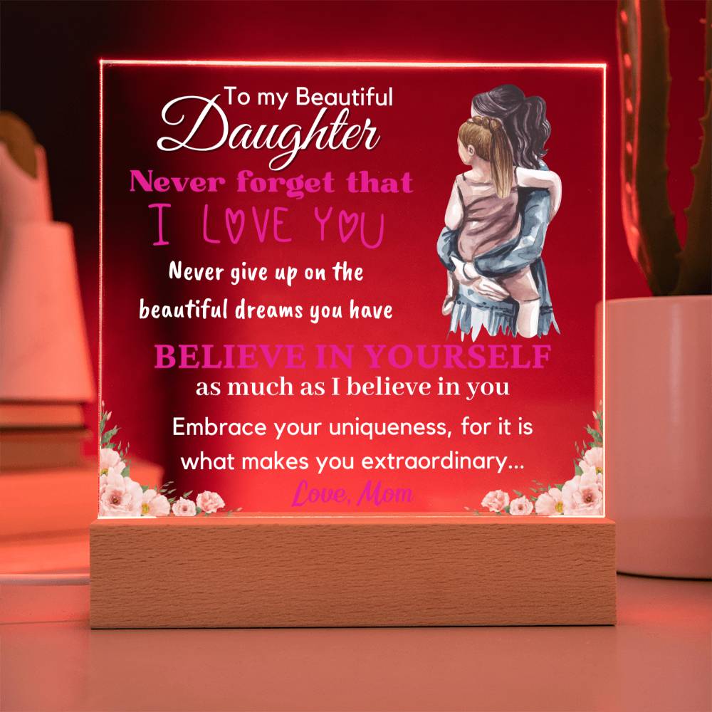 Gift for Daughter, Premium Acrylic Keepsake with Built-in LED Lights