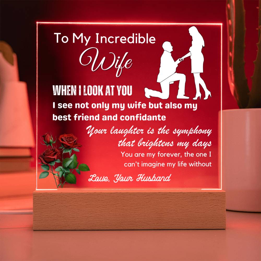 Gift for Wife, Premium Acrylic Keepsake with Built-in LED Lights - When I Look at You