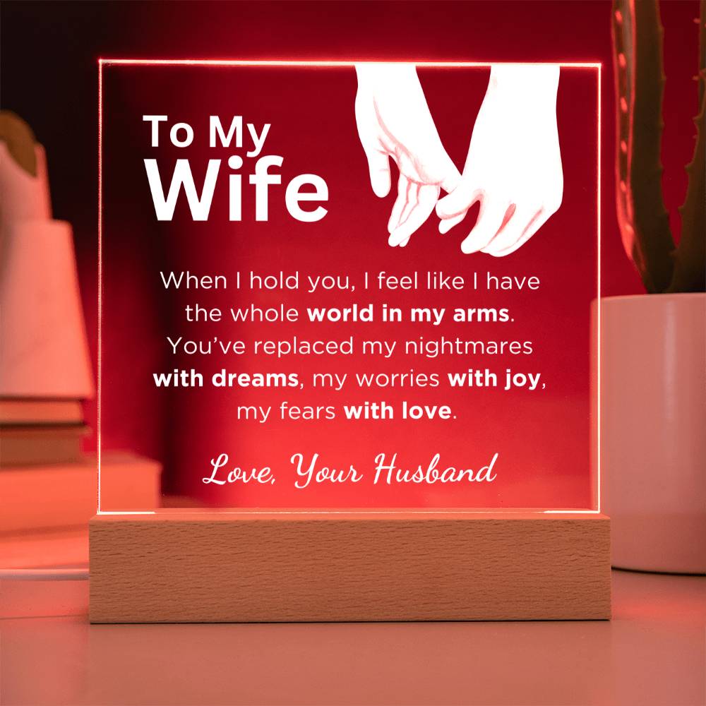 Gift for Wife, Premium Acrylic Keepsake with Built-in LED Lights - When I HOLD You