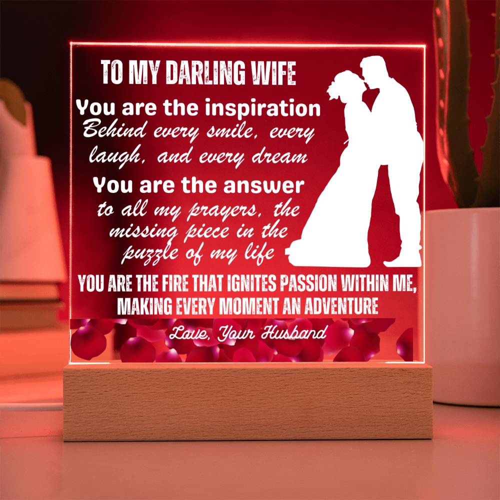 Gift for Wife, Premium Acrylic Keepsake with Built-in LED Lights - You Are The Inspiration