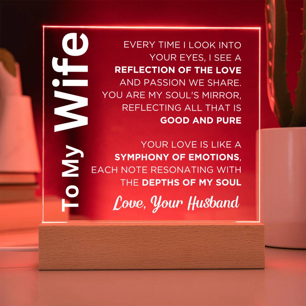 Gift for Wife, Premium Acrylic Keepsake with Built-in LED Lights - Reflection of the Love