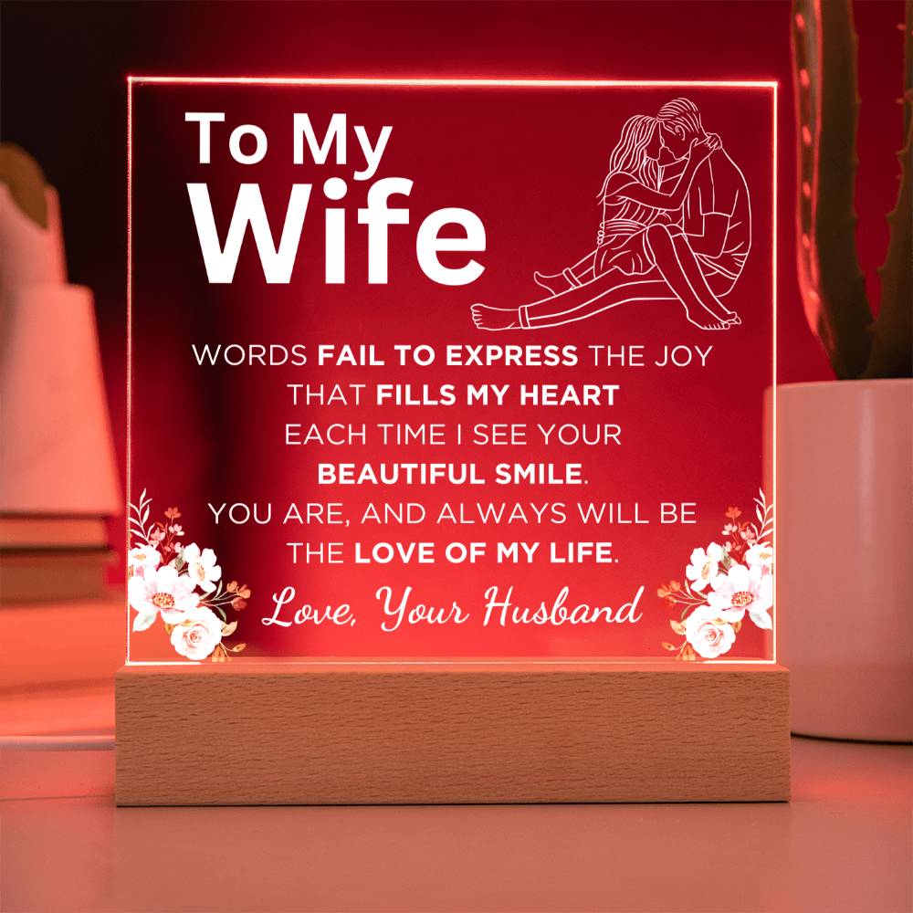 Gift for Wife, Premium Acrylic Keepsake with Built-in LED Lights - Words Fail To Express