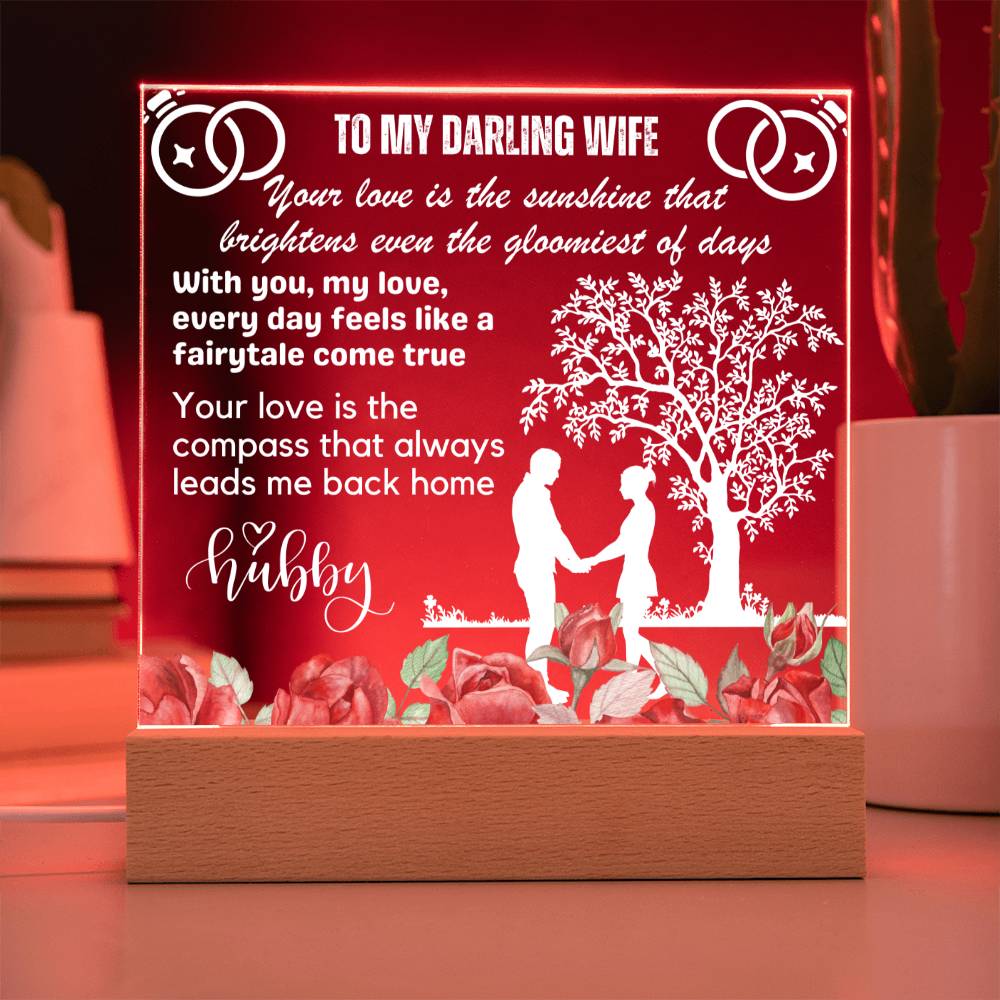 Gift for Wife, Premium Acrylic Keepsake with Built-in LED Lights - Your Love is the