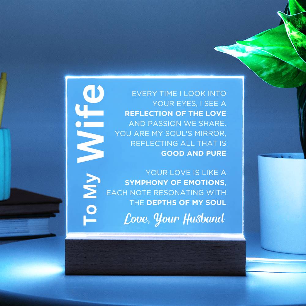 Gift for Wife, Premium Acrylic Keepsake with Built-in LED Lights - Reflection of the Love