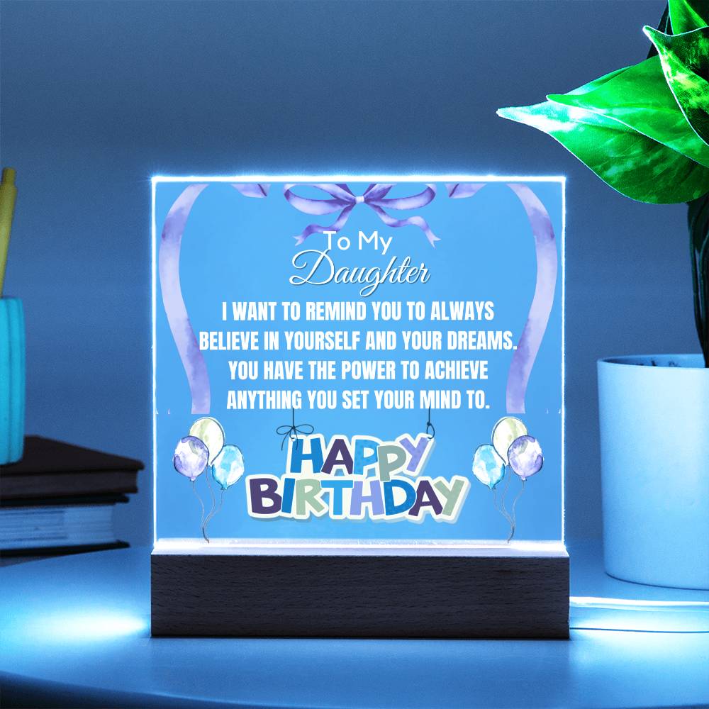 Birthday Gift for Daughter, Premium Acrylic Keepsake with Built-in LED Lights
