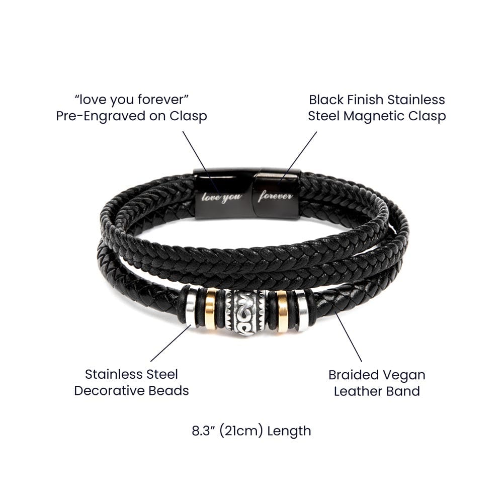 Gift For Him, Vegan Leather Bracelet - Music To My Soul