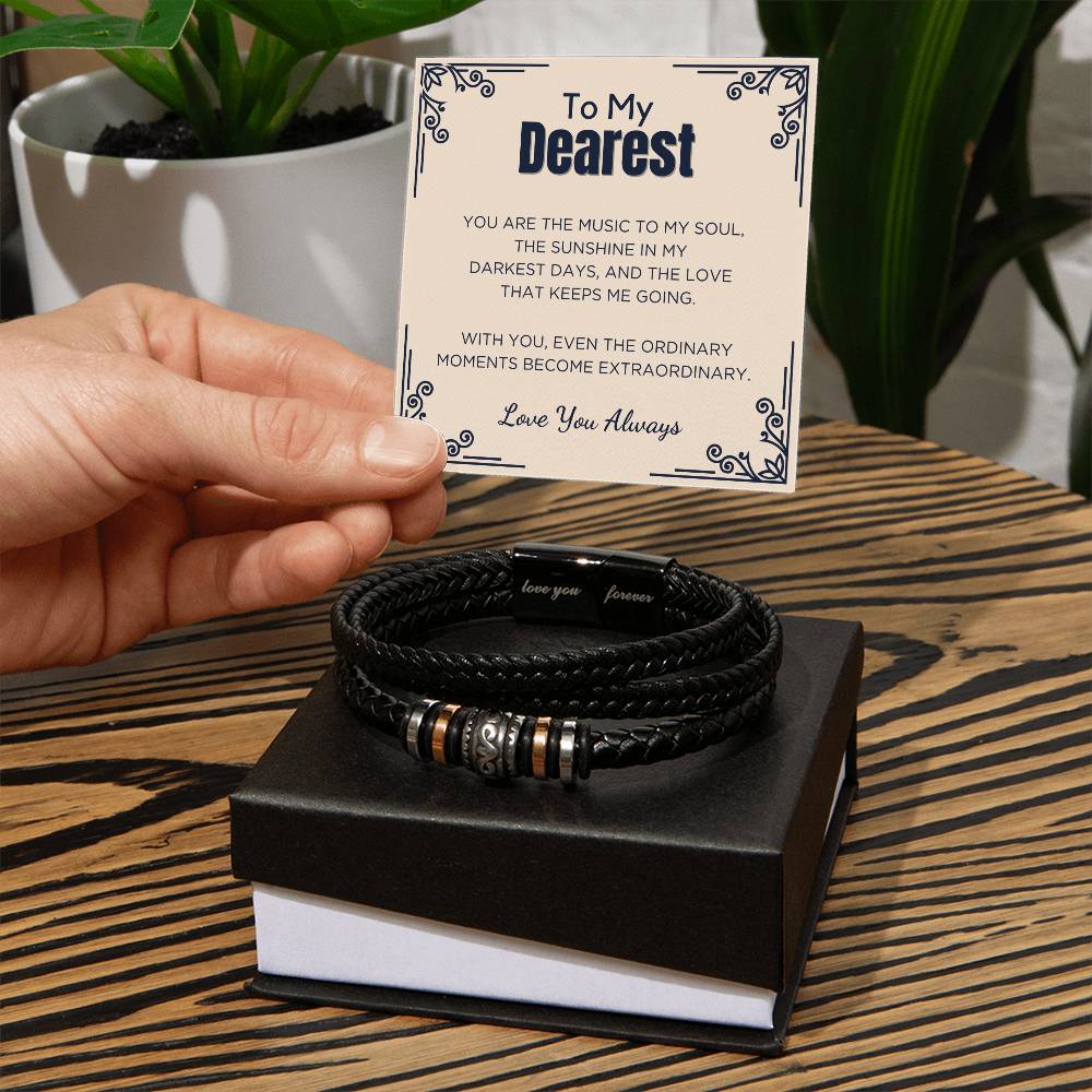 Gift For Him, Vegan Leather Bracelet - Music To My Soul