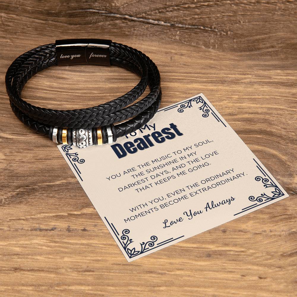 Gift For Him, Vegan Leather Bracelet - Music To My Soul