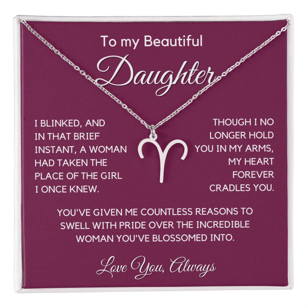 Gift For Daughter Zodiac Symbol Necklace With Message Card And Gift Box - I Once Knew