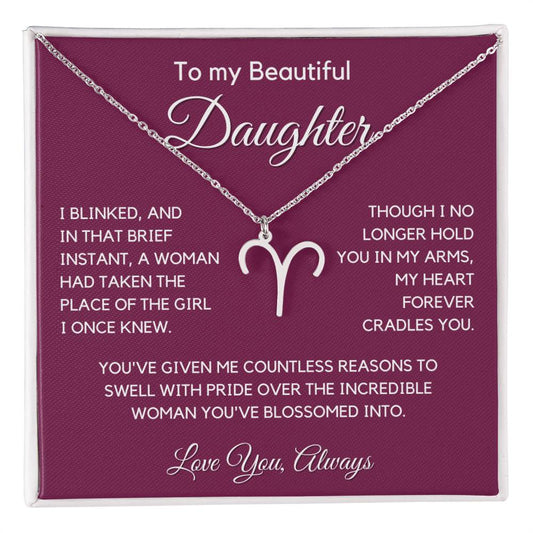 Gift For Daughter Zodiac Symbol Necklace With Message Card And Gift Box - I Once Knew
