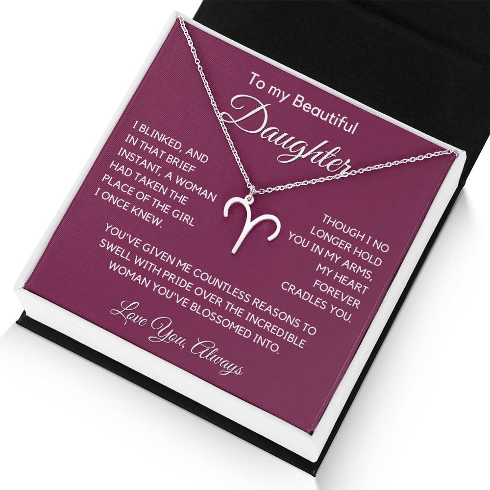 Gift For Daughter Zodiac Symbol Necklace With Message Card And Gift Box - I Once Knew