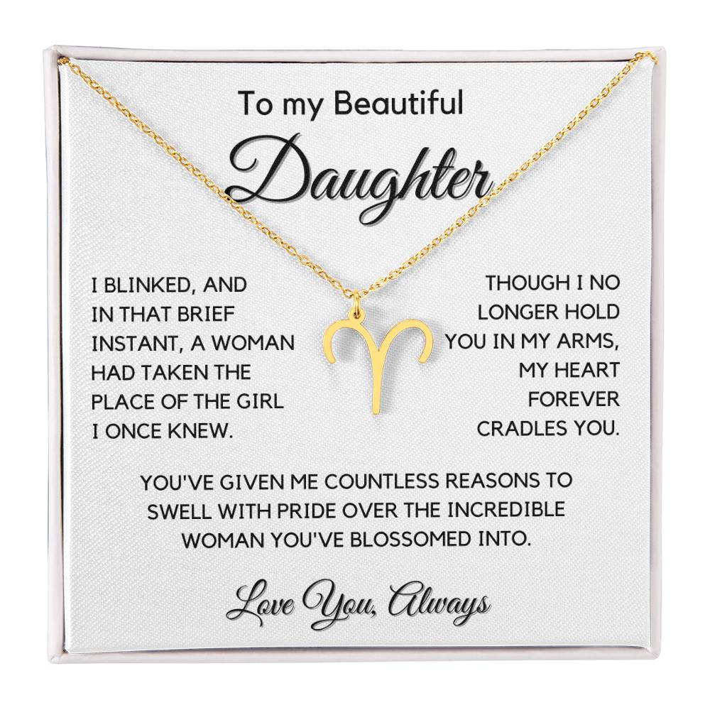Gift For Daughter Zodiac Symbol Necklace With Message Card And Gift Box - I Once Knew