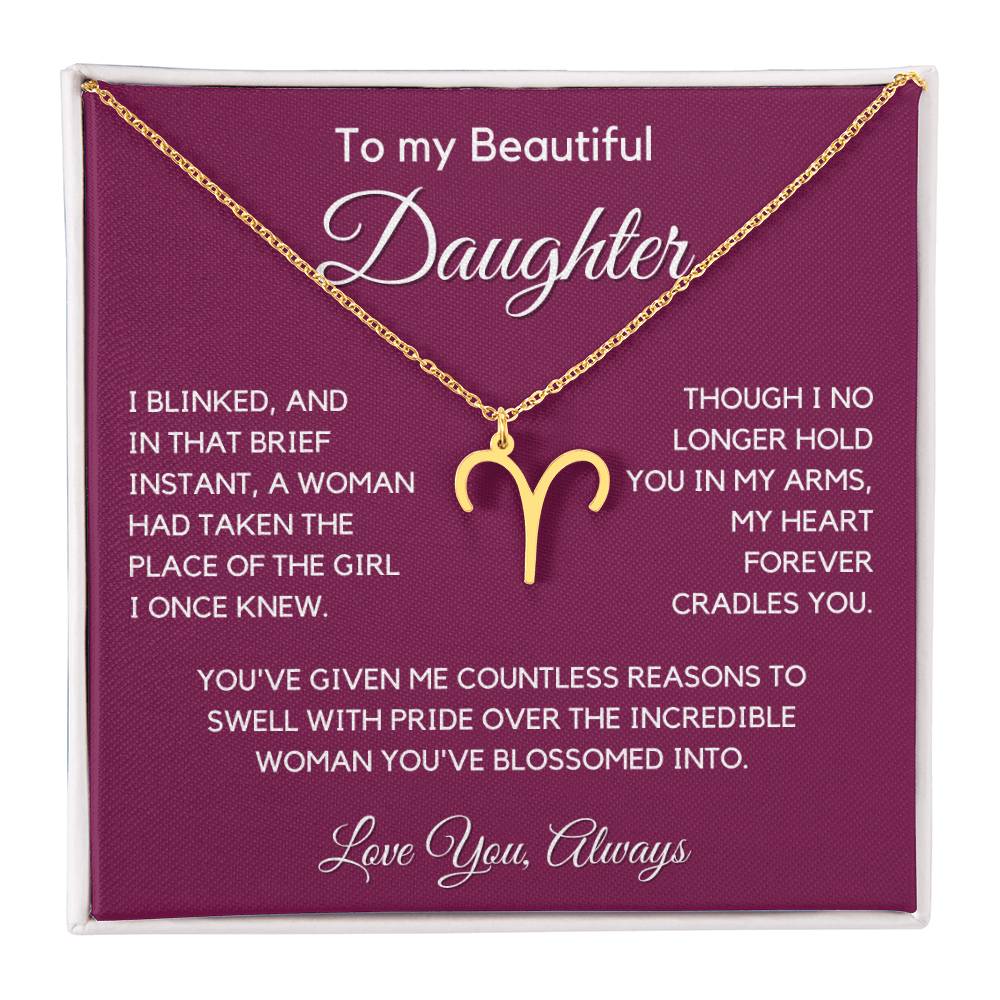 Gift For Daughter Zodiac Symbol Necklace With Message Card And Gift Box - I Once Knew