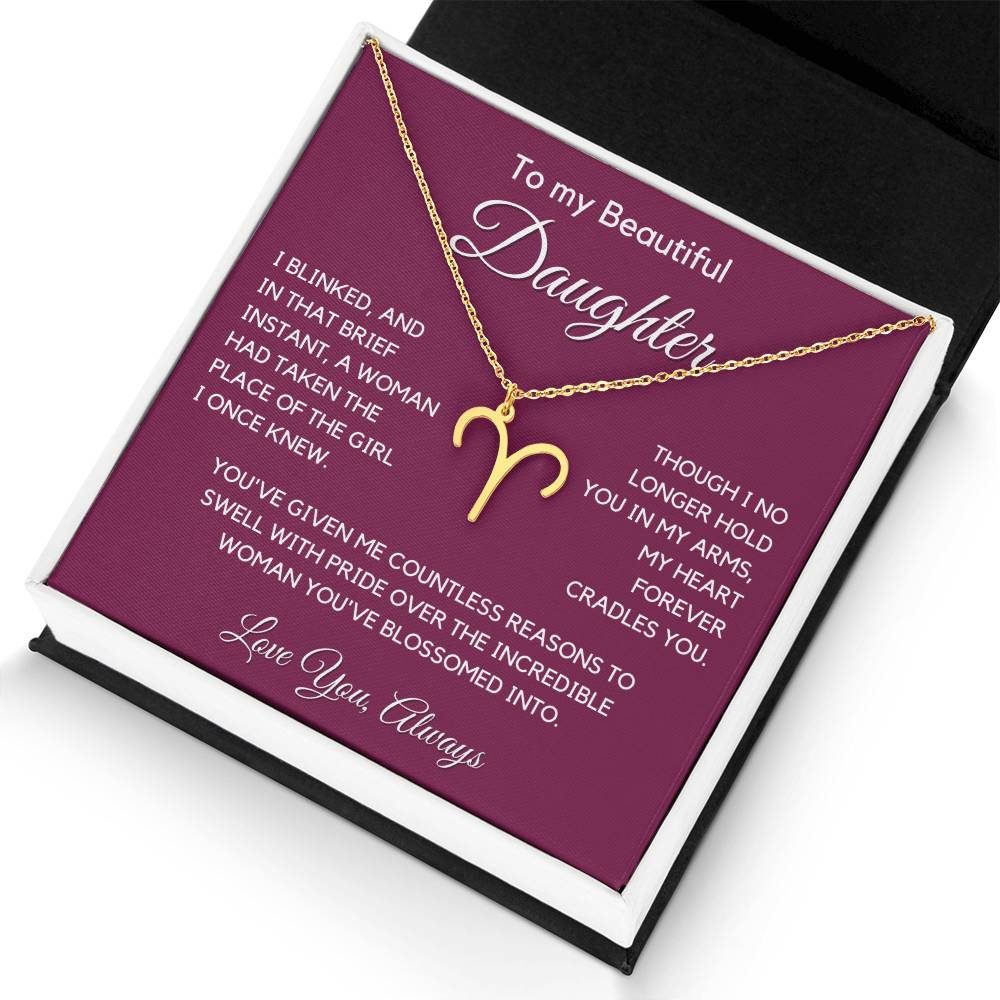 Gift For Daughter Zodiac Symbol Necklace With Message Card And Gift Box - I Once Knew