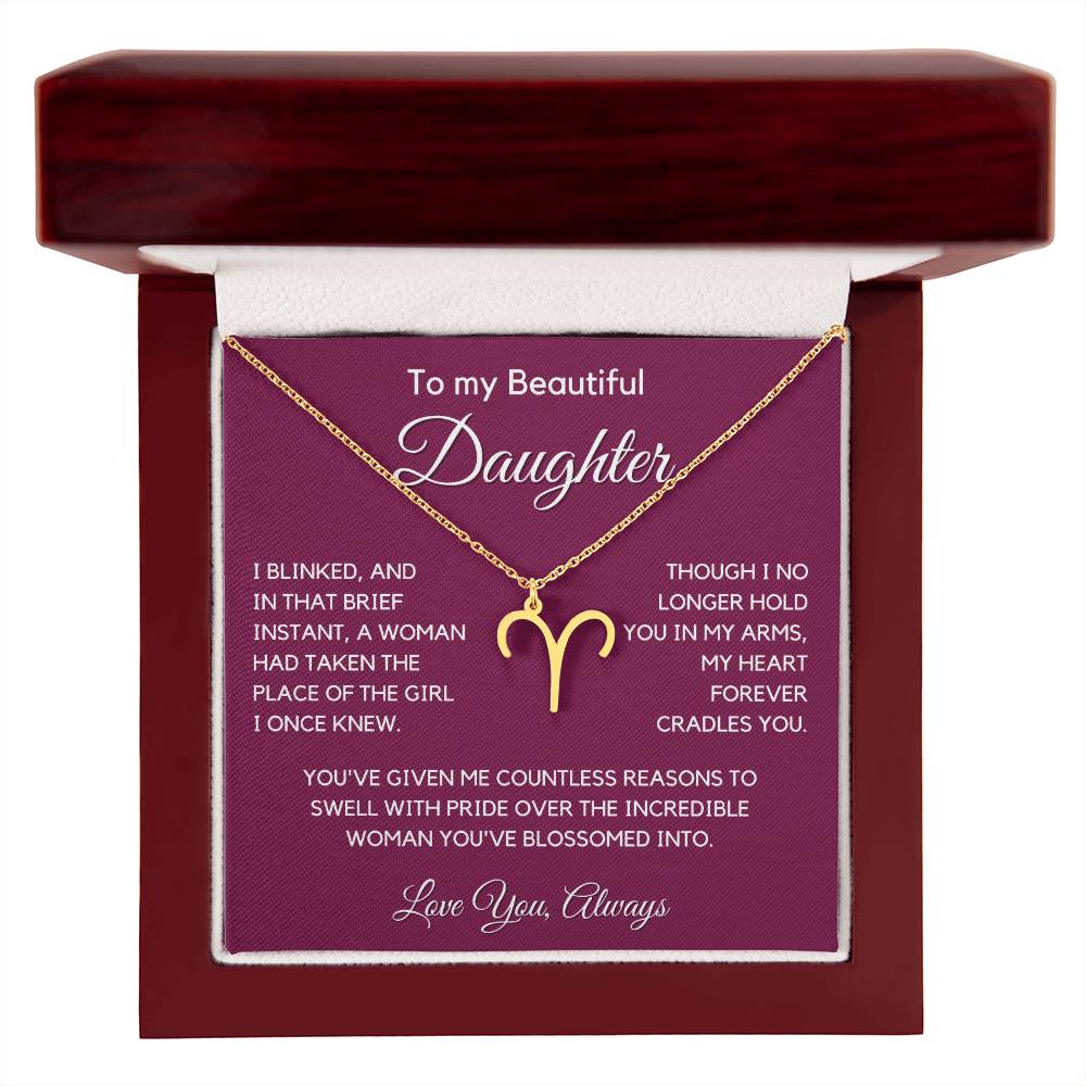 Gift For Daughter Zodiac Symbol Necklace With Message Card And Gift Box - I Once Knew