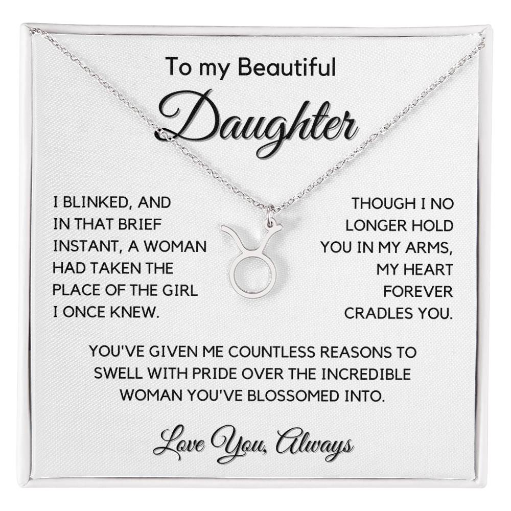Gift For Daughter Zodiac Symbol Necklace With Message Card And Gift Box - I Once Knew