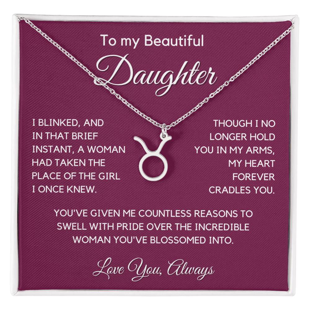 Gift For Daughter Zodiac Symbol Necklace With Message Card And Gift Box - I Once Knew