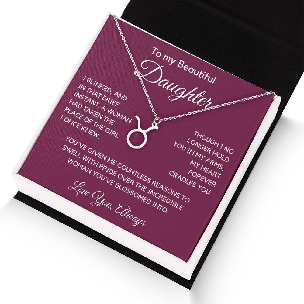 Gift For Daughter Zodiac Symbol Necklace With Message Card And Gift Box - I Once Knew