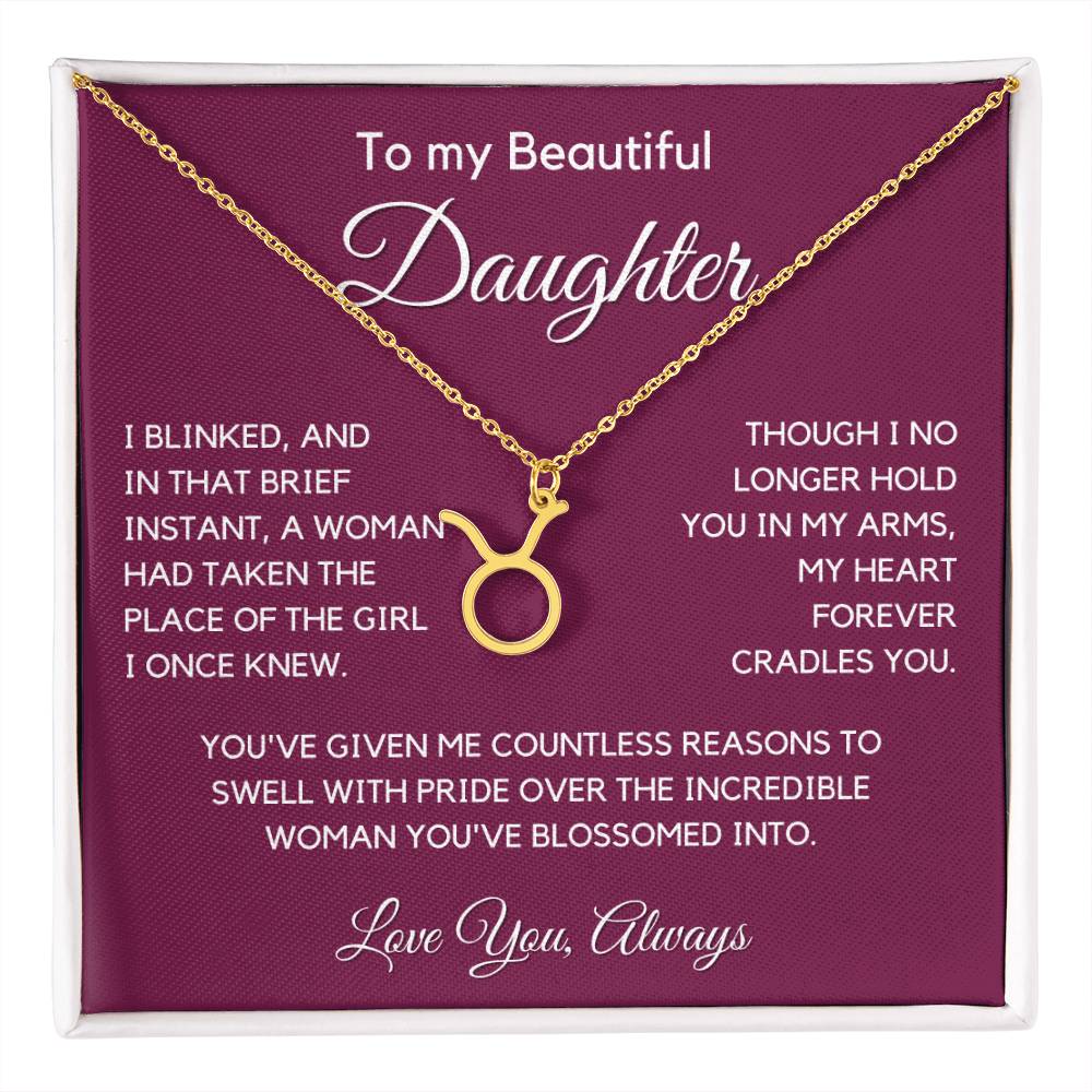 Gift For Daughter Zodiac Symbol Necklace With Message Card And Gift Box - I Once Knew
